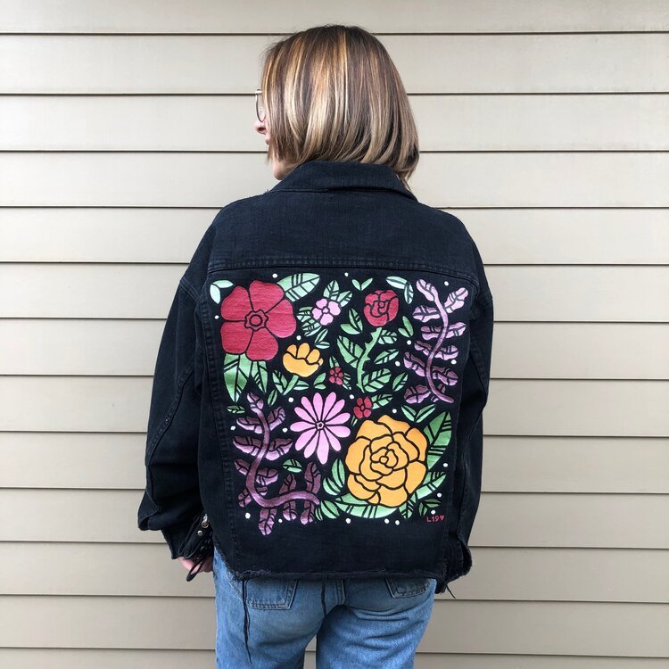 Laurel-Fisher-Graphic-Design-Illustration-Painting-Upcyle-Art-Brielle-Rutledge-Handpainted-Jean-Jacket-Floral-Painting-1