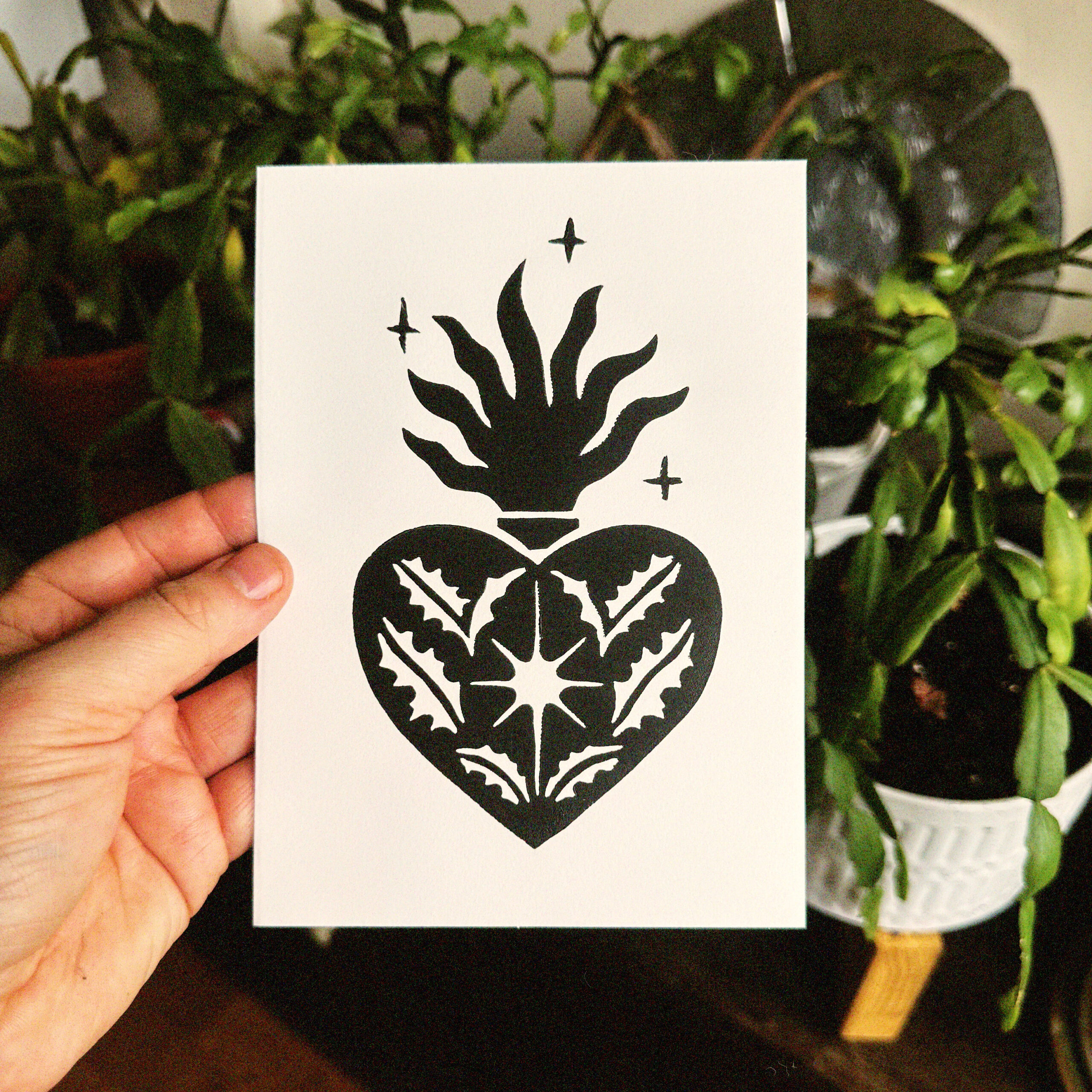 Sacred Heart Lino Cut - Laurel Fisher